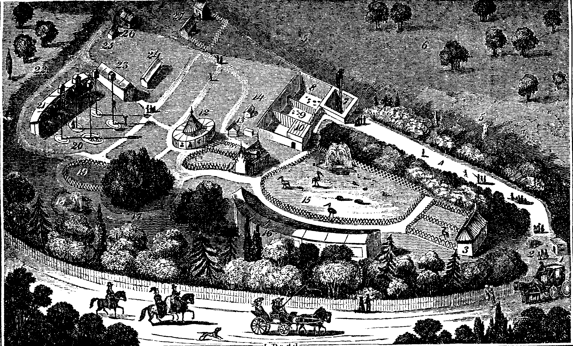 Illustration of zoo in 1800